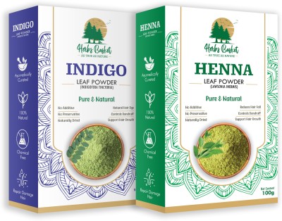 HERBS BASKET Indigo & Henna Powder Combo for Black Hair Colour, 100gm Each…(200 g)