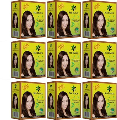 Bee Black Real Herbal Chestnut Henna (540 g) Pack of 9(540 g)