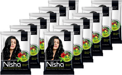 Nisha Hair Color Henna Based Hair Powder Dye For Hair Coloring 25gm each pack (Pack of 12)(300 g)