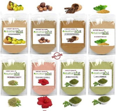 NatureNest Amla Reetha shikakai Bhringraj Hibiscus Brahmi Henna Indigo powder ( 50g each )(400 g)