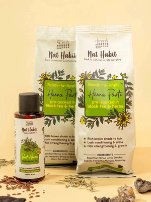 Nat Habit Ready To Apply Henna With Stain Boost Oil For Richer Dark Brown Shade(490 g)