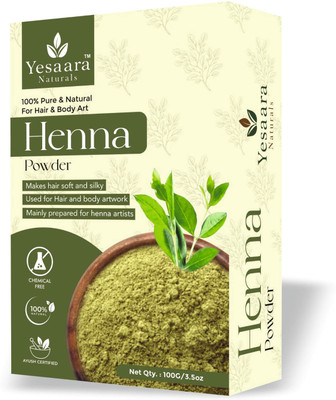 Yesaara Naturals Henna Powder 100g | Organic & Chemical-Free | Natural Hair Dye(100 g)