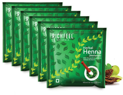 RICHFEEL Henna Mehendi Powder| Natural Hair Colour with Amla|100 g (Pack of 6)(100 g)