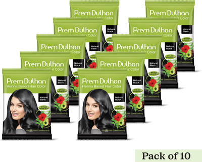 Prem Dulhan Henna Based Natural Black Hair Color 10G (Pack Of 10)(10 g)