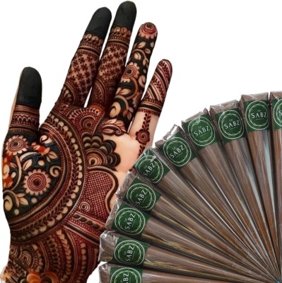 SABZ ORGANICS Herbal Mehandi Cones With Natural Ingredients, Long-Lasting Dark Colour(250 g)