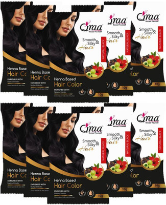 Qraa Hair Color Henna Based Powder For Hair Coloring Natural Black(100 g)