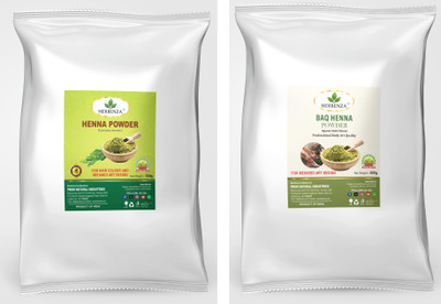 Herbenza Henna & BAQ Henna Combo | Hair Coloring + Body Art Grade | Each(500 g)