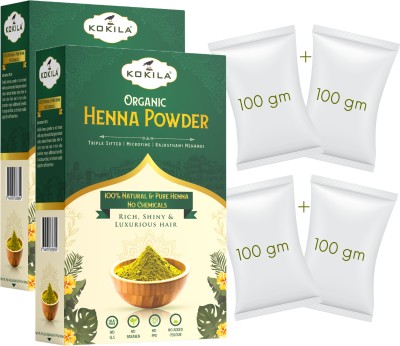 KOKILA Natural Henna leaves Powder 2 Box (4 pouches of 100gm each) 400gm(400 g)