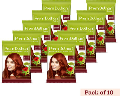 Prem Dulhan Henna Based Natural Brown Hair Color 10G (Pack Of 10)(10 g)