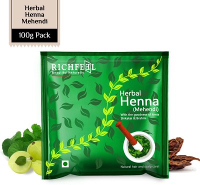 RICHFEEL Henna Mehendi Powder| Natural Hair Colour with Amla & Brahmi|100 g(100 g)