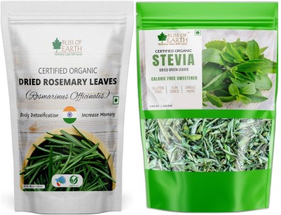 Bliss of Earth Rosemary Leaves & Stevia Leaves, Sugar free, Great for Health & Wellness 2x100g(200 g)