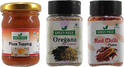 GREEN PIECE Pizza Toppings, Oregano, Red Chilli (Pack of 3)(250 g)