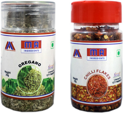 MA INGREDIENTS Combo Pack of Dried Oregano Leaves and Chilli Flakes of 25g X 2(50 g)