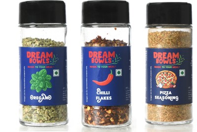 DREAM BOWLS Premium Red chilli flakes 35g, Oregano 20g, Pizza Seasoning 55g, Combo Pack of 3(110 g)