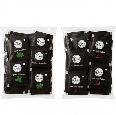 OREA farm Oreagno Seasoning 1000 Sachets & Red Chilli Flakes 1000 Sachets, 0.8g Each(1.6 kg)
