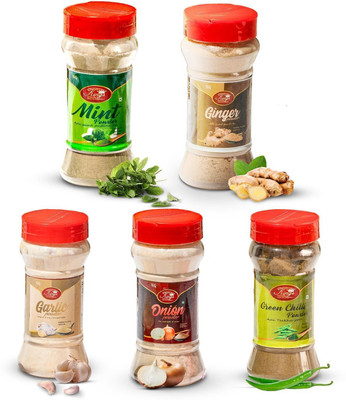 Kings Combo Pack of 5 Green Chili, Mint, Ginger, Garlic & Onion Powder - Natural Spice(500 g)