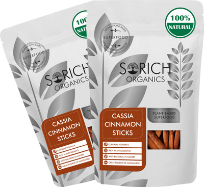 Sorich Organics Cassia Cinnamon Stick Dalchini Sticks Quills Chini Karuvapatta Immunity Booster(200 g)