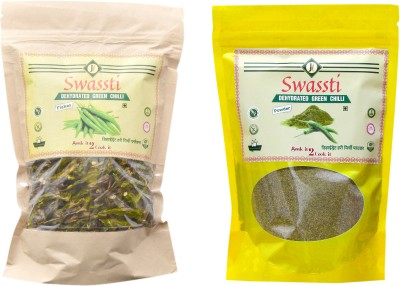 swassti Dehydrated Green Chilli Flakes |Dehydrated Green Chilli Powder |COMBO-200gm(200 g)