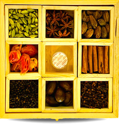 Kusha Spices & Blends Kusha Spice Exotic Spices Wooden Gift Box- 9 Items(2000 g)