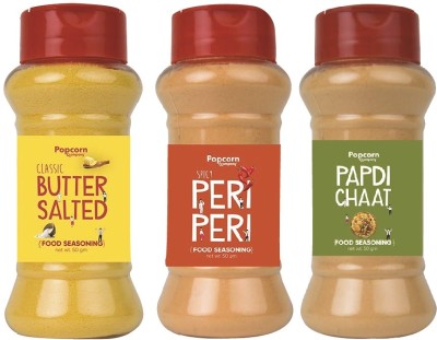 POPCORN&COMPANY Classic Butter Salted, Peri Peri, Papdi Chaat Instant Seasoning Combo Pack-200g(200 g)