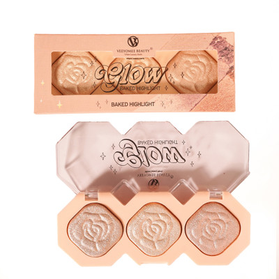 Veeyomee Beauty 3 color Glow Baked Highlight palette Highlighter(Multi 02)