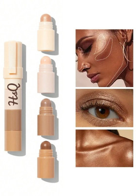 HSQ Multi-Use Cream Contour & Highlighter Stick for Cheeks, Eyes & Body Highlighter(Multi Shade Contour Stick - Natural Beige Bronze)