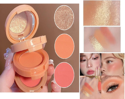 REIMICHI New Waterproof 3In1 Face Palette with Blush and Highlighter For Face Makeup Highlighter(multicolor)