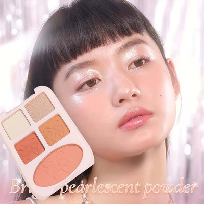 YAWI 3in1 Makeup Blush & Highlighter - Pink & Peach Shades For Women & Girl Highlighter(MULTI COLOR)