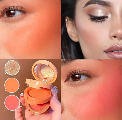 MYEONG 3 in 1 Makeup Mini Shimmer Blusher And Highlighter Palette(Multi Shades)