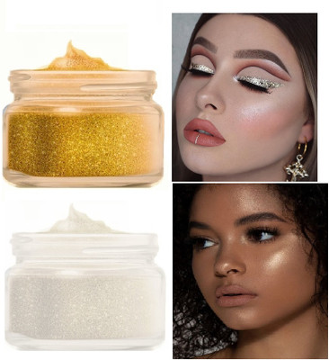 EVERERIN Illuminator Glowing Shimmer Shimmery Shiny Gold & Silver Highlight Highlighter(SILVER, GOLD)