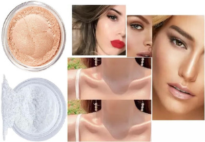 YAWI Body & Face Shimmer Powder Highlighter Comboo Highlighter(Gold, Silver)