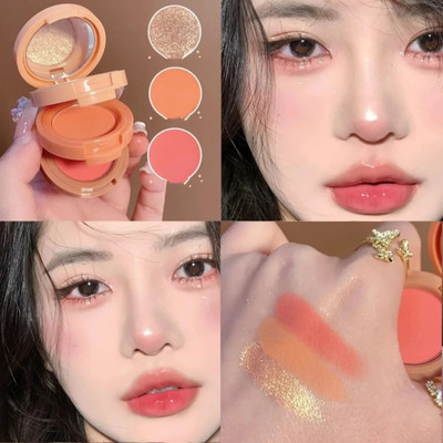 HUZURLU 3 in 1 Blusher Highlighter Eyeshadow Palette Kit Highlighter-01 Highlighter(MULTI COLOR)