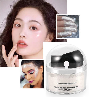 HUZURLU Best Quality Shimmer Finish Gold & Silver Highlighter Powder Highlighter(Silver)