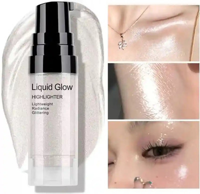 YAWI Multi-Use Glitter Glow Liquid Highlighter| Lightweight & Hydrating Formula Highlighter(Silver)