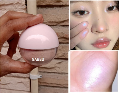 GABBU korean Shimmer Loose Highlighter Face Powder with and in Makeup Puff Highlighter(Pink)