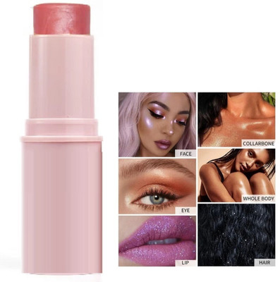 Emijun Best and Perfect All Skin Tone Multi Use pinkish crayon highlighter stick Highlighter(rose gold)