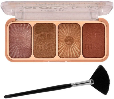 LOVE HUDA 3 In 1 HD Baked 4 Color Blusher, Highlighter, Eyeshadow Palette Brush Highlighter(Multicolor)