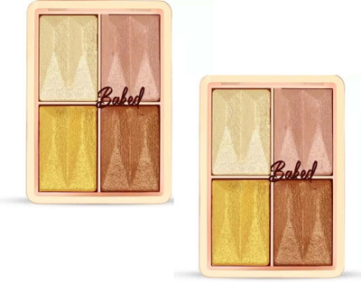 EVERERIN 4 color Shimmer Blusher And Highlighter Palette For Face Makeup Highlighter(multicolor)