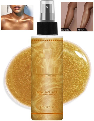 DARYUE Shimmer Makeup Finishing, Setting Spray for Face and Body, Illuminating Glow Highlighter(Gold)