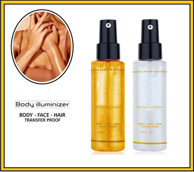 THTC Multi Color Illuminator face & body Spray highlighter Highlighter(Silver, Gold)