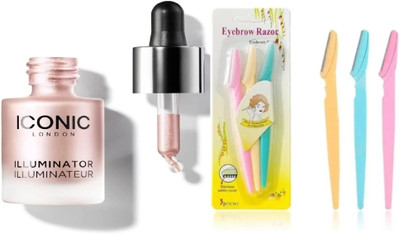 DAQ Illuminator Highlighter with 2 Pcs Tinkle Razors|Painless Hair Remover Highlighter(Multicolor)
