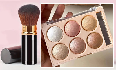 EVERERIN Highlighter Highlight Shimmering Powder With Professional Makeup Brush Highlighter(MULTISHADES)