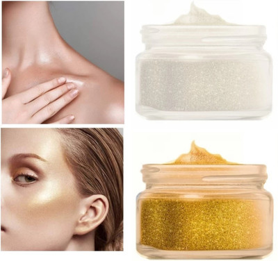 HUZURLU Highlighter Makeup Glowing Look Combo Pack  Highlighter(gold, silver)