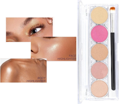 DARVING 5 Color Highlighter Palette Water Proof & Long Lasting | Easy To Blend Formula Highlighter(MULTI COLOR)