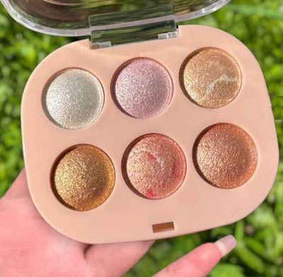MYEONG 6 Color Glow Baked Highlighter Palette(Multi Shade)