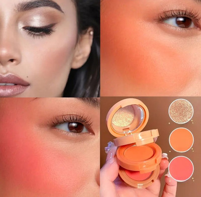 MYEONG 3 In 1 Highlighter Blusher Contouring Palette Multifunctional Makeup Highlighter(Multcolor)