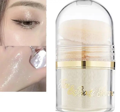 GABBU Illumination Face White Highlighter & Glitter Powder with Purff(silver)