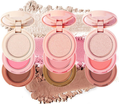 Sheny 3 Color illuminating Backed Highlighter Easy-to-blend Formula  Highlighter(MULTICOLOR)