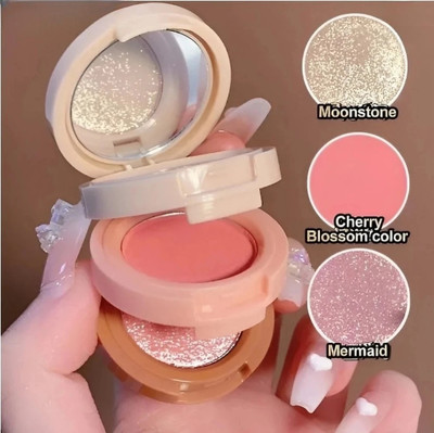 Yuency 3 in 1 Blusher Highlighter Eyeshadow Palette Kit Highlighte Highlighter(Multicolor)