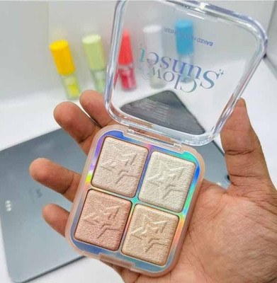 MYEONG 4 in 1 Highlighter Palette Multi-Color Shimmer And Glow Makeup Palette Highlighter(Multi Shades)